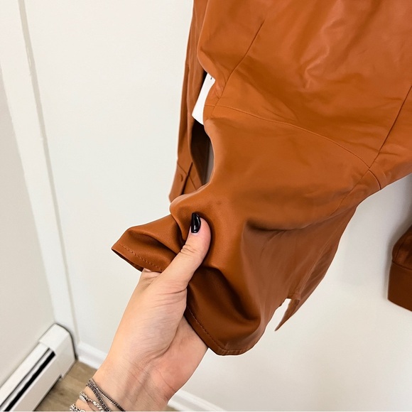 Equipment Ezekiel 100% Lamb Leather Shirt Jacket Womens 2 Tan Shacket NWT - Picture 11 of 11
